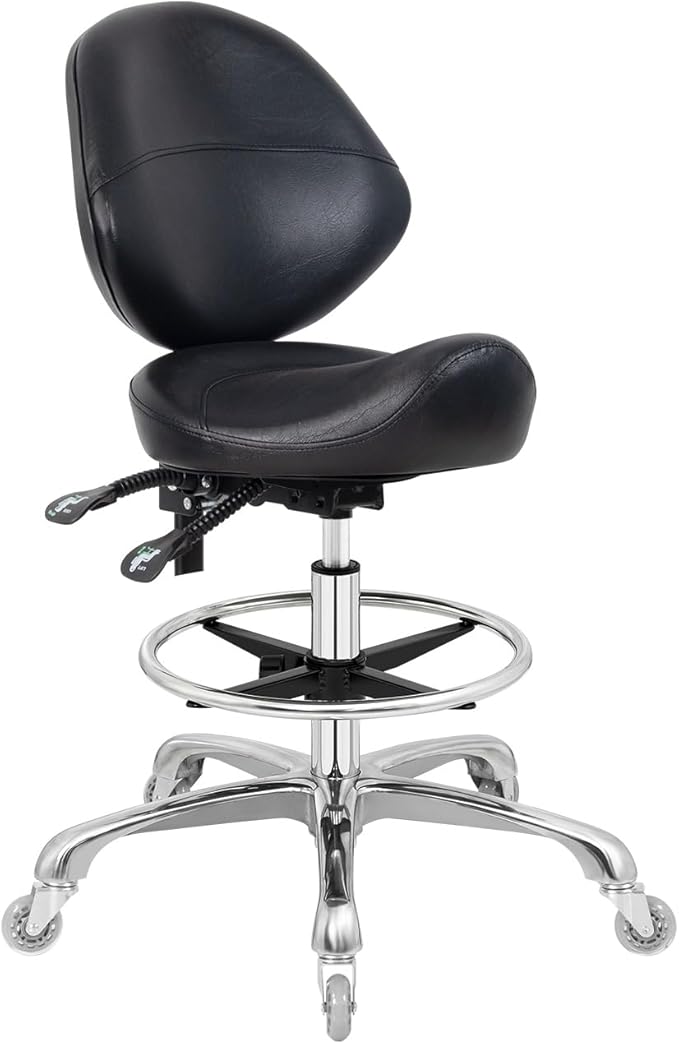 Nolasalon Saddle Stool Chair with Wheels,Ergonomic Swivel Rolling Height Adjustable for Salon Beauty Clinic Dentist Tattoo Home Office