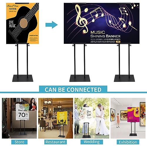 JR-MOV Poster Stand Heavy Duty - Adjustable Poster Stands for Display Foam Board, Double Sided Pedestal Floor Standing Sig...