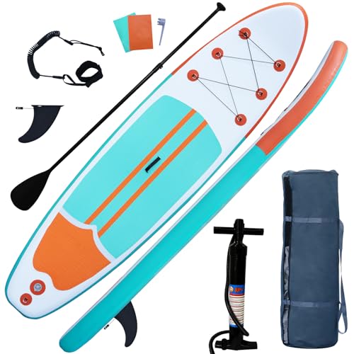 XHYCPY Inflatable Stand Up Paddle Board with SUP Accessories, Anti-Slip EVA Deck, 10’4’’ Inflatable Paddle Boards for Adul...