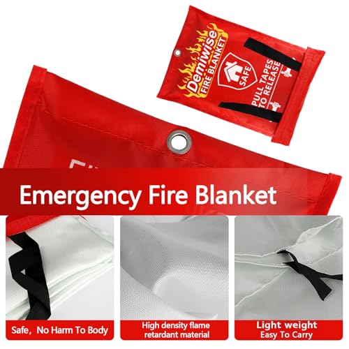 Demiwise Fire Blankets for Home and Kitchen,8-Pack 40"x40" Emergency Fire Safety Blankets for People House Car Office Ware...