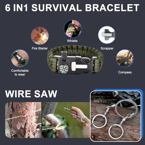 LAUFARY Survival Kits 30 in 1, Christmas Birth Day Gift for Men Women Adventure Lovers, Survival Gear and Equipment, Campi...
