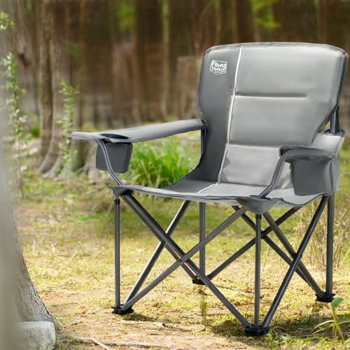 TIMBER RIDGE Oversized Folding Camping Chair for Adults, Support 550 LBS Heavy Duty with Cup Holder Side Pocket for Campin...