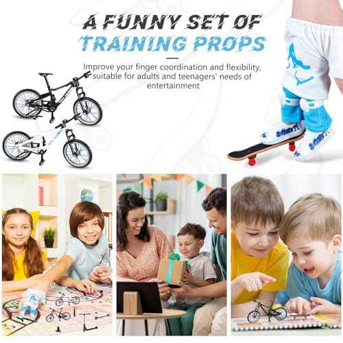 35 Pcs Mini Finger Toy Set, Finger Scooter, Finger Skateboards, Finger Shoes, Mini Finger Bikes, Finger Tops, Finger Pants, Finger Knee Pads, Tiny Swing Board, Mini Bike Wheels Toys for Party Favors