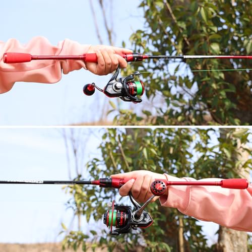 Sougayilang Baitcasting&Spinning Fishing Rod and Reel Combos,Two Pieces Light Weight Pole with High Speed Smooth Powerful ...