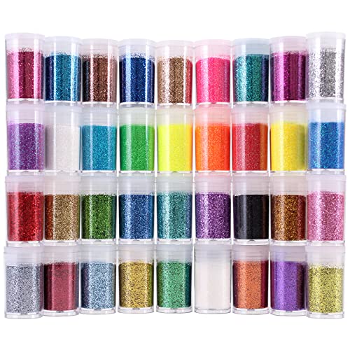 36 Colors Set, Fine Glitter for Resin, Arts and Craft Supplies Glitter, Cosmetic for Body Nail Face Hair Eyeshadow Lip Glo...