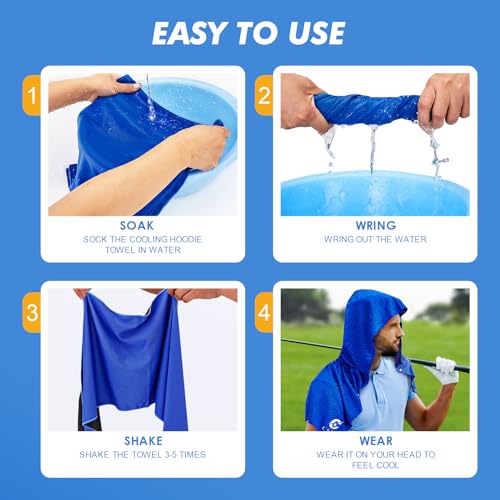 CSITE 2 Pack Cooling Hoodie Towels, Instant Cooling Towels for Neck and Face, UPF 50 Sun Protection, Ice Towel for Hot Wea...