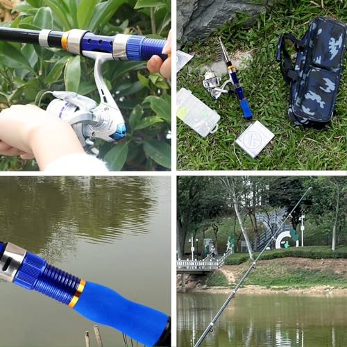 Telescopic Fishing Rod Reel Combo 2PCS 6.89FT Collapsible Fishing Pole Spinning Reel Lures Accessories with Fishing Bag Po...