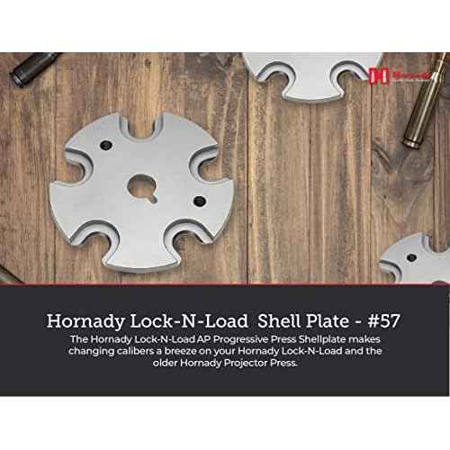 Hornady Lock N Load Shell Plate, #57, 392657 - for Reliable Caliber Changes on Your Lock-N-Load Press - Each Plate Works with Multiple Calibers - Easy Case Insertion