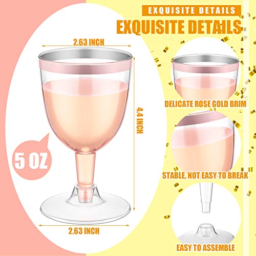 Thenshop 50 Pack 5 oz Plastic Champagne Flutes Clear Disposable Wine Glasses Cups with Stem Reusable Goblets Shatterproof ...