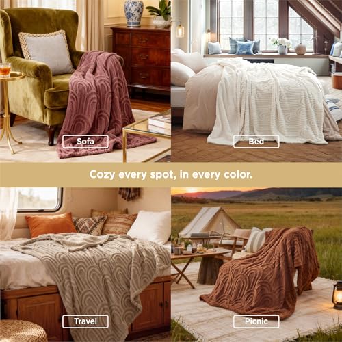 Bedsure GentleSoft Throw Blanket for Couch - Soft Cozy Cute Blankets for Women, Fuzzy Fleece Throw Gifts for Women Mom Tee...