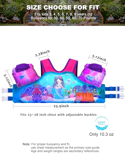 AEOCOO Puddle Float Jumper 20-30-50-60-70 Pounds, Toddler Swim Vest for 1-3-5-6-9 Years Old, Pool Floats with Swimming Arm...