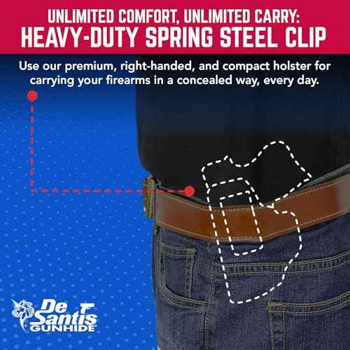 DeSantis Inside Heat IWB Holster - Concealed Carry Gun Holster, Leather Holster IWB for Pistols, Compatible with the GLOCK 43, 43X - Right Hand Draw, Black