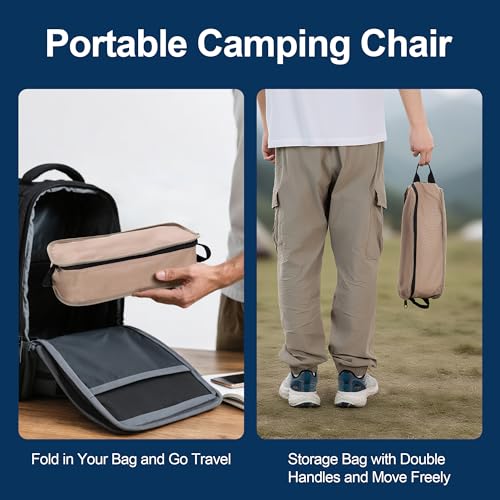 TlaroRiz Camping Chair Portable Lightweight Camping Chairs for Adults Foldable 600D Oxford Ultralight Backpacking Chair wi...