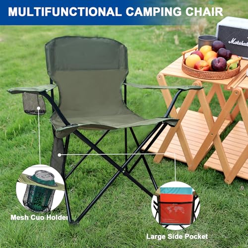 SAILARY Folding Camping Collapsible Chairs Heavy Duty Lawn Chair with Cooler Bag, Storage Pocket, Waterproof Bag Outdoor A...