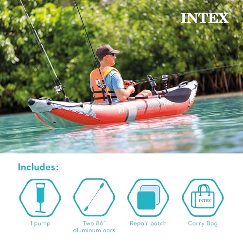 INTEX 68303EP Excursion Pro K1 Inflatable Kayak Set: Includes Deluxe 86in Kayak Paddles and High-Output Pump – SuperTough ...