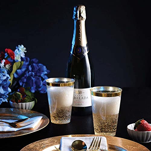 36 pcs 17 oz Clear with Gold Rim Plastic Glasses - Disposable – Clear Drinkware, Plastic Wine Glasses for Weddings Parties...