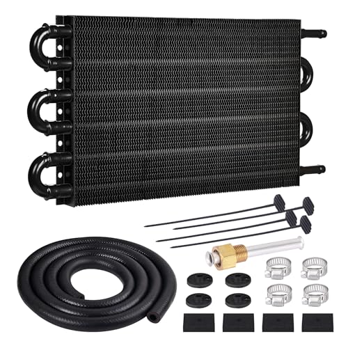 EVIL ENERGY 5/16" Transmission Oil Cooler, 6 Pass Tube and Fin Cooler Kit Universal Aluminium Black…