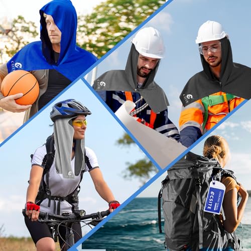 CSITE 2 Pack Cooling Hoodie Towels, Instant Cooling Towels for Neck and Face, UPF 50 Sun Protection, Ice Towel for Hot Wea...