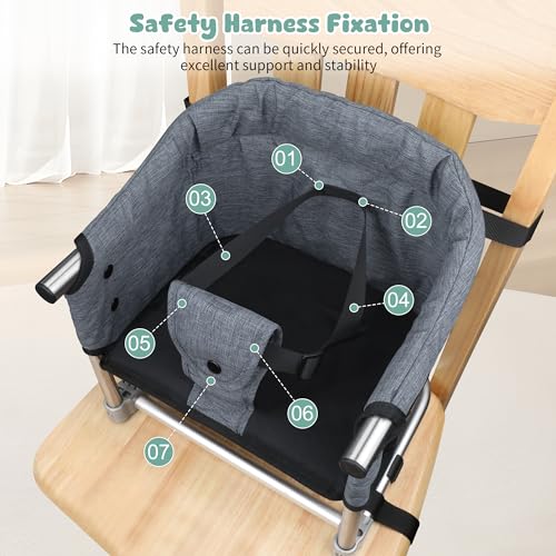 Booster Seat for Dining Table: Portable Toddler Booster Chair with Safety Buckle and Height Adjustable, Foldable Baby Feed...