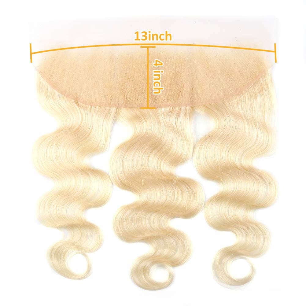 613 Frontal 13x4 Transparent HD Lace Front Closure Ear To Ear Body Wave 12A 100% Russian Platinum Blonde Virgin Remy Human Hair