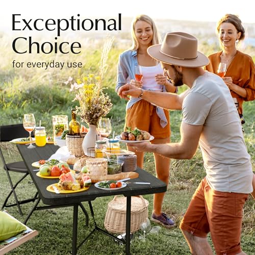 6 Feet Foldable Table with Built in Handle & Steel Legs | 6FT Heavy Duty Folding Portable | Perfect for Party, Dining, Wed...