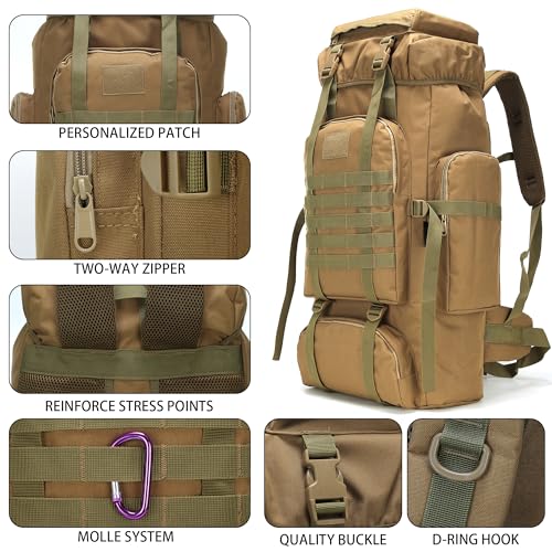 W WINTMING Hiking Backpack for Men 70L/100L Camping Backpack Military Rucksack Molle 3 Days Assault Pack for Climbing | Ca...