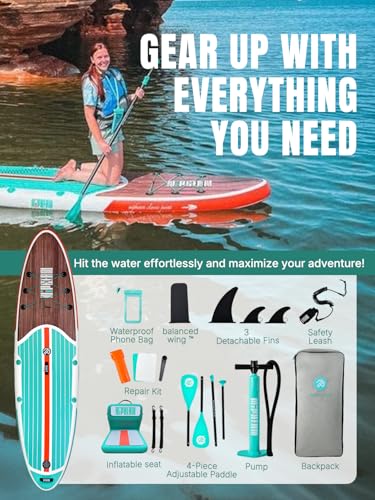 Niphean Paddle Board with Seat, 10’6’’ Inflatable Paddleboard & 4-Layer Insulated Paddle Board Cooler Box