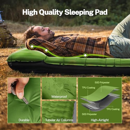 OGERY Sleeping Pad for Camping, 6" Extra-Thick Reinforced Camping Sleeping Pad with Pillows & Built-in Foot Pump, Ultralig...