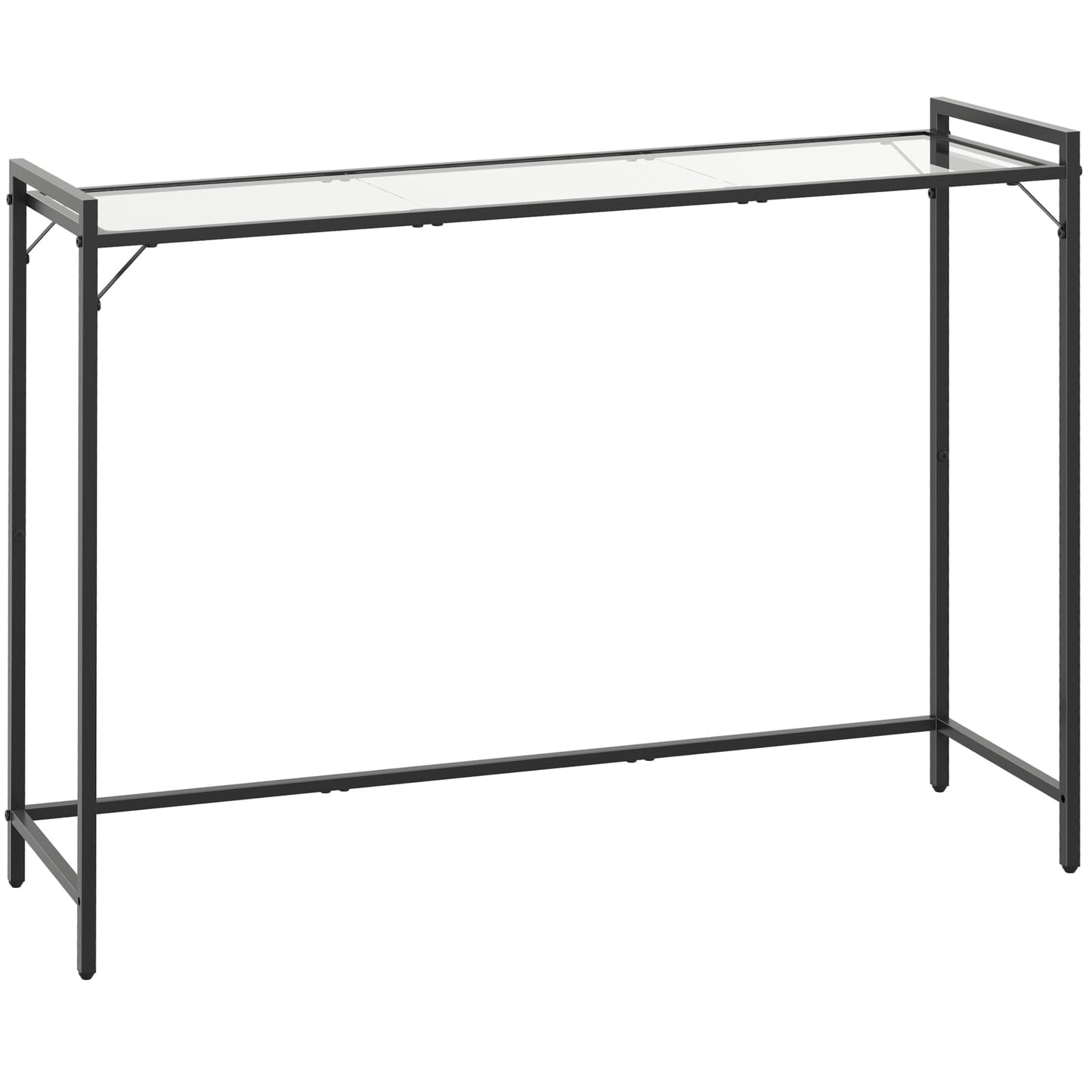 Livofloral 40.6" Tempered Glass Console Table for Entryway, Narrow Console Tables with Storage, Hallway Table for Entryway, Living Room, Black Console Tables Behind Couch, Modern Style, Easy Assemble