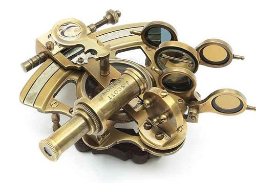Handmade Astrolabe Brass Sextant inbuild Compass with Hardwood Box.