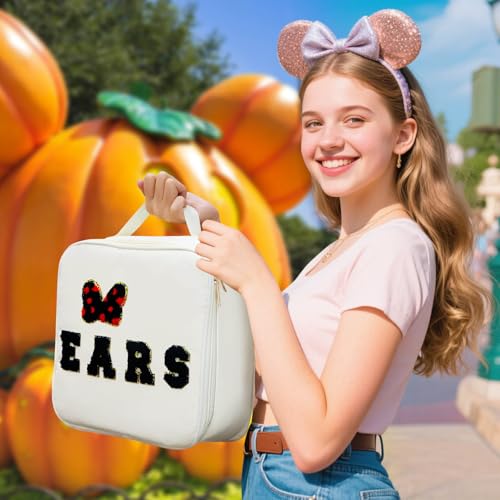 Chenille Letter Bow Mouse Ears Travel Case, Park Ears Headband Holder Hair Accessories Organizer Bag for Girls Women Kids ...