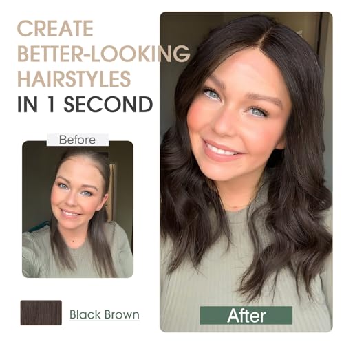 S-noilite Real Human Hair Toppers for Women - 100% Human Hair, 2.25"*6" Lace Silk Base, 10 inch Dark Chocolate Brown