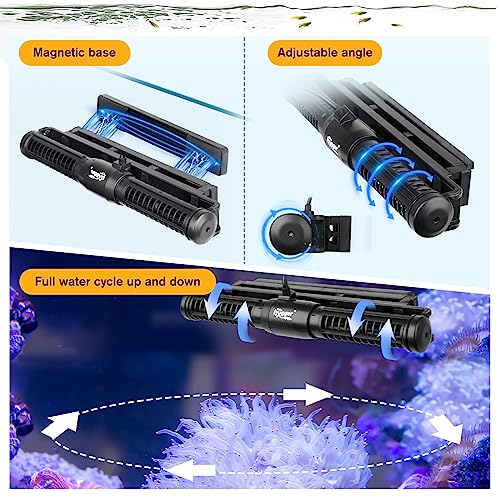 Hygger Aquarium Wave Maker - Adjustable Cross Flow Pump with LED Display Controller, Magnetic DC 24V Powerhead for Freshwa...