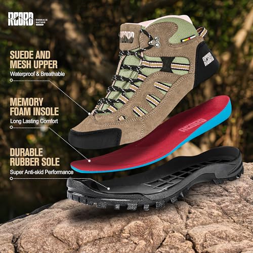 R CORD Hiking Boots Women Waterproof Non-Slip Womens Hiking Shoes Comfortable Outdoor Womens Hiking Boots Walking Boots Hi...