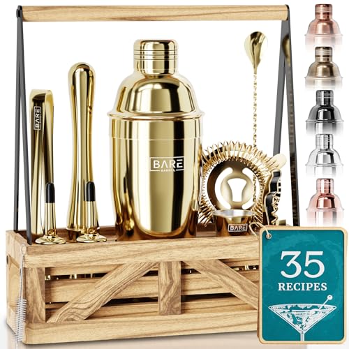 BARE BARREL® Mixology Bartender Kit Bar Set | Martini Cocktail Shaker Set | Barware Mixing Tools for Home Bartending | Far...