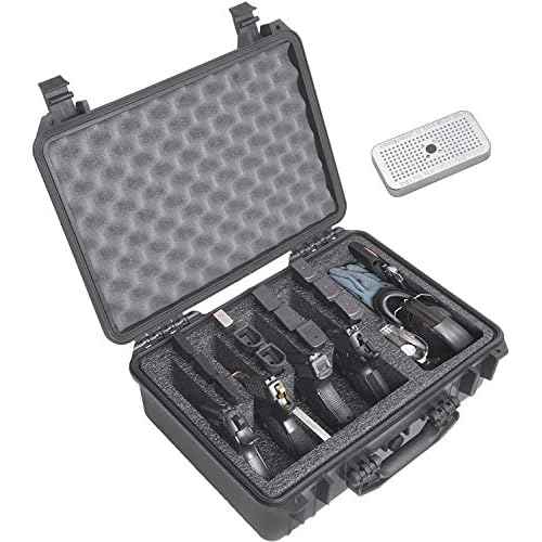 Case Club 4 Pistol and (up to) 33 Magazine with Accessory Pocket Pre-Cut Heavy Duty Waterproof Case with Silica Gel Canister to Help Prevent Gun Rust (Upgraded Gen-2)