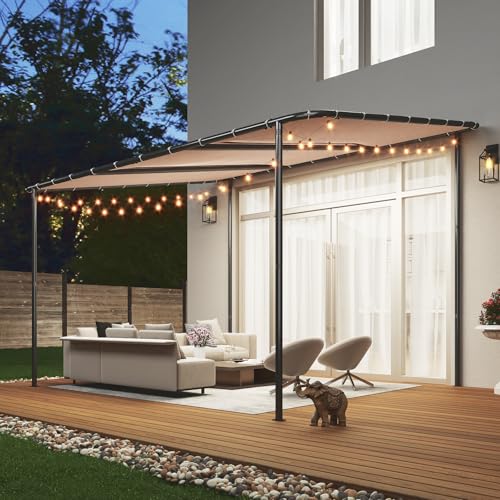Aoxun 10x12 Lean to Gazebo Outdoor Pergola with Water Resistant & UV-Resistant, Wall-Mounted Canopy Sloped Roof Awning for...