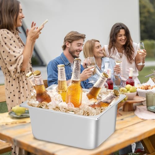 2 Pack Ice Bucket for Freezer,Freezer Ice Bin (large),Ice Buckets for Parties,Champagne Bucket,Stainless Steel Ice Bin for...