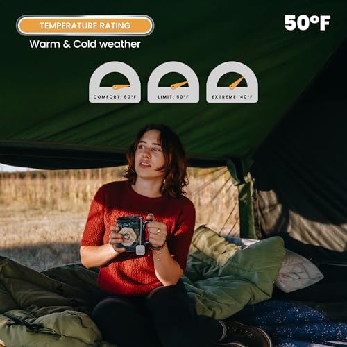 Slumbernest Sleeping Bags for Adults 0-50�F All Season with Pillow Pocket | Flannel Lined Camping Sleeping Bag Lightweight...