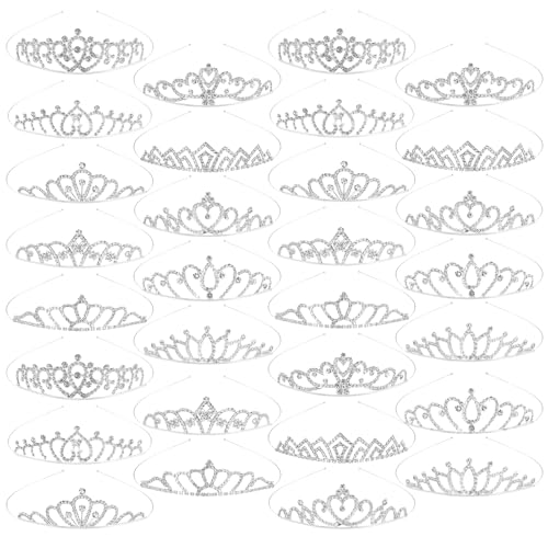 TOBATOBA 30Pcs Tiaras for Women Sparkling Rhinestone Tiaras Bulk Set Headband Princess Crowns for Women for Birthday Party...