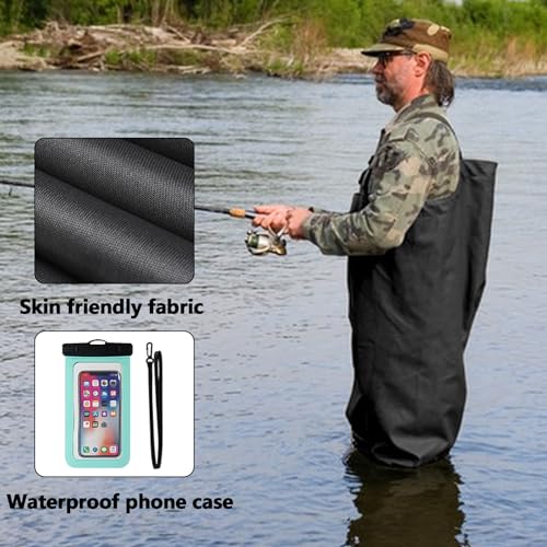 Aosethefrt Fishing Chest Waders and Waist Wader Pants for Men, Waterproof PVC Lightweight Bootfoot Black Insulated Wading