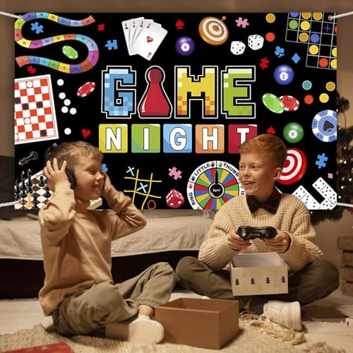 AIBIIN Game Night Backdrop Board Game Game Night Decorations Banner Card Game On Backdrop Party Supplies Banner Photo Boot...