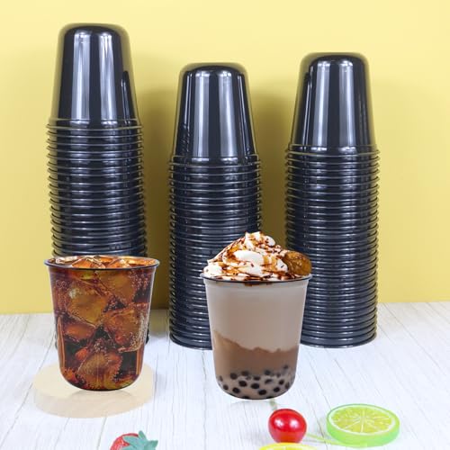 100 Pcs Disposable Stemless Glasses 12oz Plastic Cups PET Disposable Drinking Cups Cold Party Plastic Wine Glasses Classic...