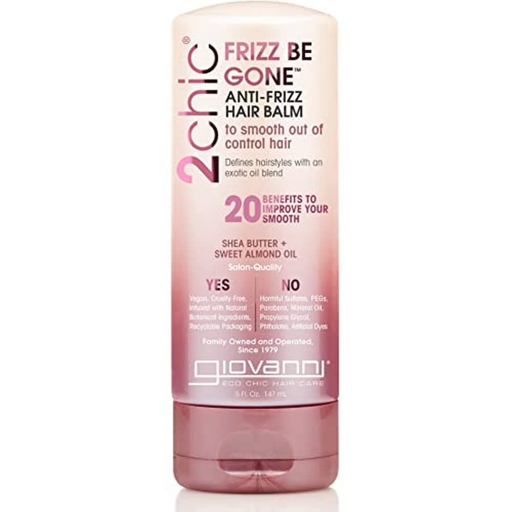 GIOVANNI 2chic Frizz Be Gone Anti-Frizz Hair Balm - Natural Hair Smoothing Formula with Shea Butter & Sweet Almond Oil, Macadami