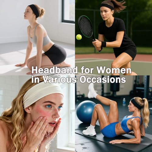 XTREND 6 Pcs Women's Headbands Twisted Cross Elastic Head Band Yoga Workout Head Non-Slip Sweat Soft Headbands Solid Color...