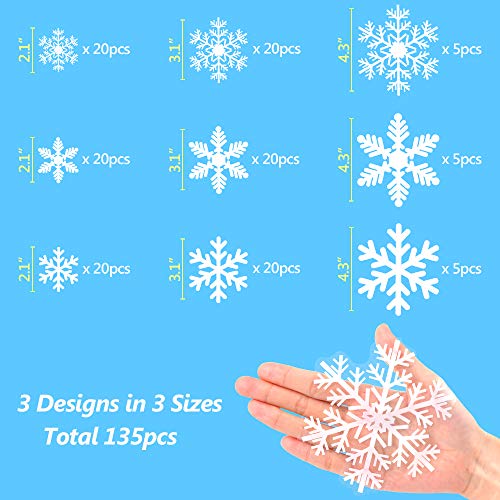 LUDILO 135Pcs Christmas Window Clings Snowflakes Window Decals Static Window Stickers for Christmas Decorations Windows Dé...