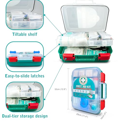 General Medi 420 Pieces Professional First Aid Kit - HardCase First Aid Box - Contains Premium Medical Supplies for Trave...