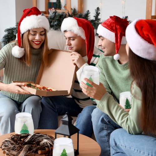 Umigy 8 Pcs Christmas Wine Glasses Green Tree Xmas Stemless Wine Glass 15 oz Winter Green Christmas Tree Glasses for Party...