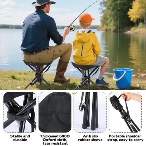 Portable Folding Camping Stool, Travel Fishing Chair Quad Frame Camping Chair Maximum Weight 290 lbs Lightweight Outdoor F...
