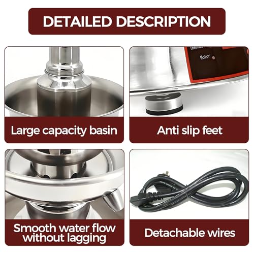 BANGBANGJI 3-Tier Wine Fountain Machine, 3.5L Wine Dispenser, Stainless Steel Beverage Fountain, 0-100℃ Temperature Adjust...